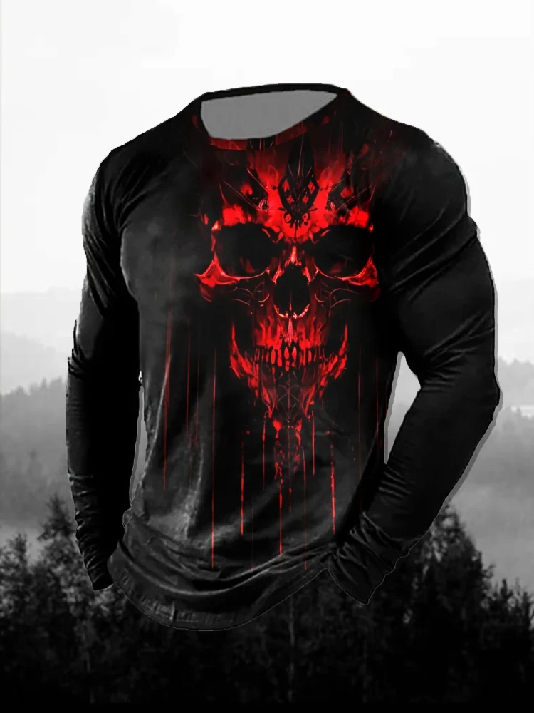 3D Printing Custom - Men's 3D Print Red Dark Skull