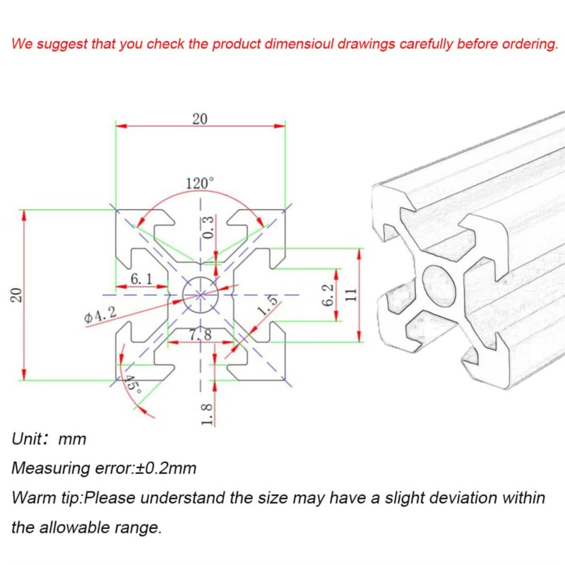 1/4PCS 2020 V-slot 2020V Europ - đánh giá và giá 3D Printing Guide